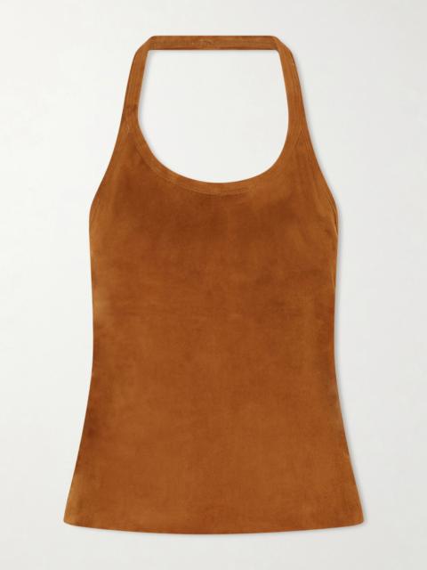STOULS Cherry Open-back Suede Halterneck Tank