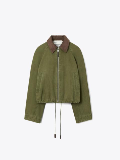 TORY BURCH Denim Bomber Jacket