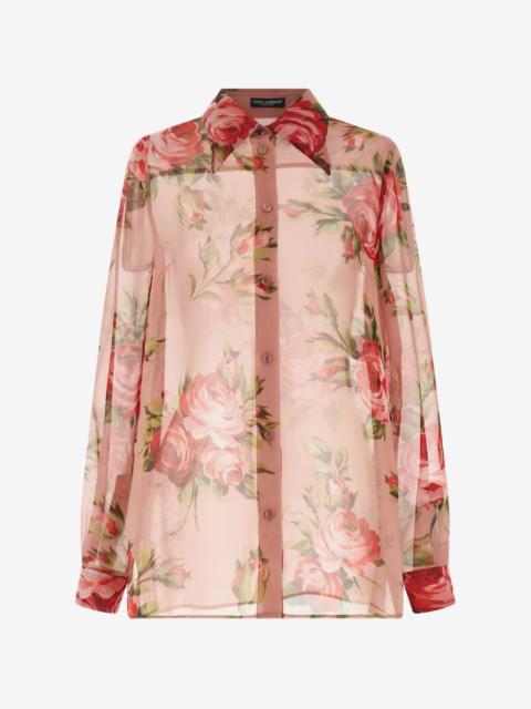 Dolce & Gabbana Bouquet Rose silk shirt