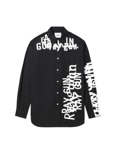 graphic letter-print two-tone shirt
