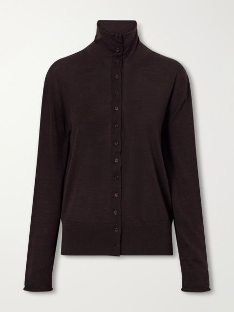 KALLMEYER Leona wool and silk-blend cardigan Dark brown