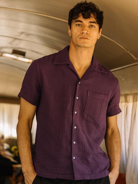 HIROSHI KATO The Wrench Waffle Double Gauze Shirt - Merlot