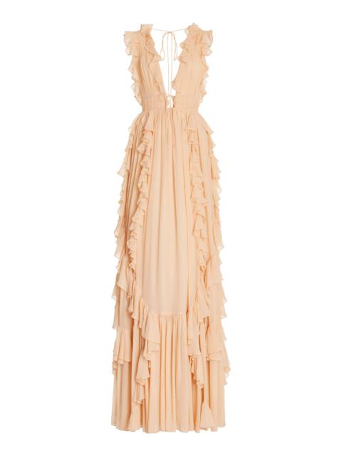 Florella Ruffled Silk Gown neutral