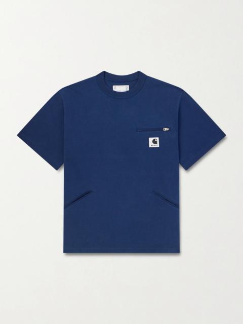 sacai Carhartt WIP Logo-Appliquéd Cotton-Jersey T-Shirt