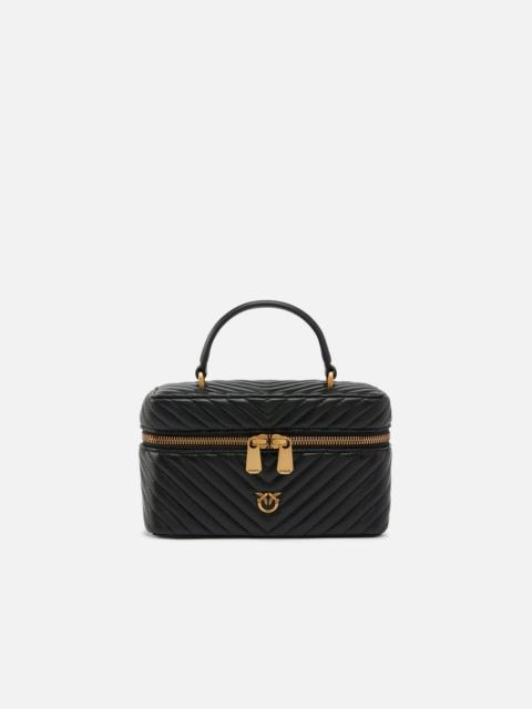 PINKO SMALL BEAUTY CASE WITH SHOULDER STRAP IN CHEVRON NAPPA