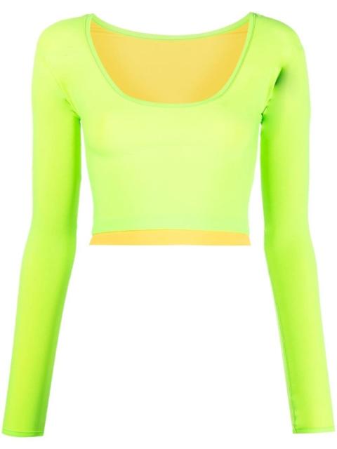 layered long-sleeved crop top