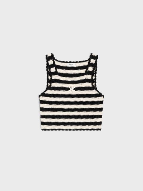 CELINE triomphe striped crop top in crocheted cotton
