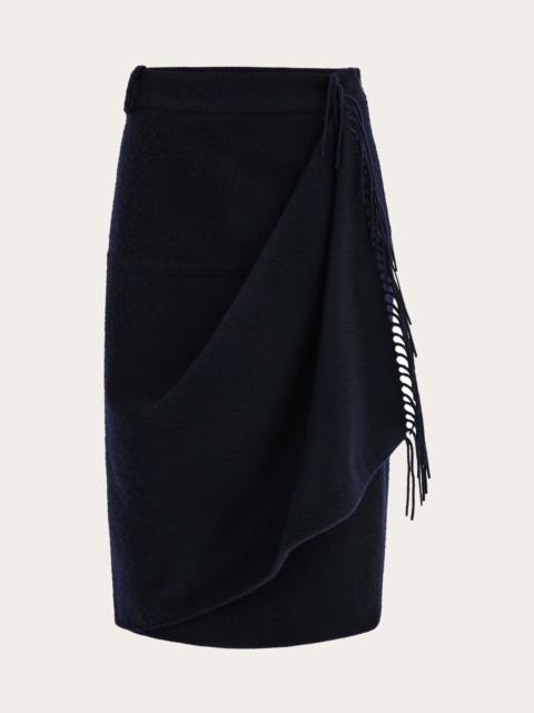 FERRAGAMO Wrap skirt with fringe detail