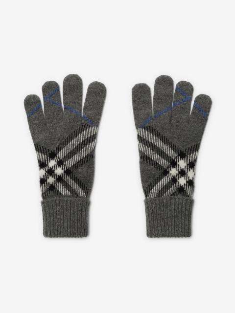 Burberry Check Cashmere Blend Gloves