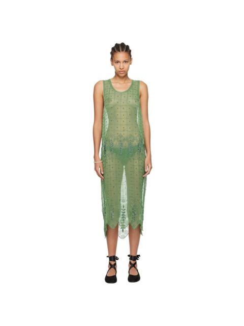 BODE Green Grid Vine Midi Dress