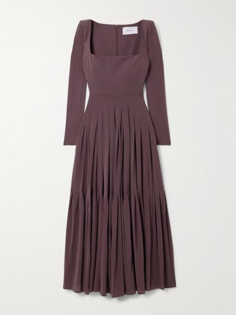 ALEX PERRY Tiered Pleated Recycled Stretch-crepe Maxi Dress