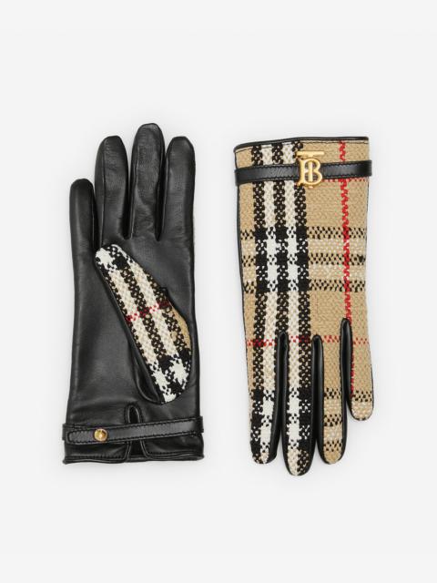 Burberry Vintage Check Bouclé and Leather Gloves