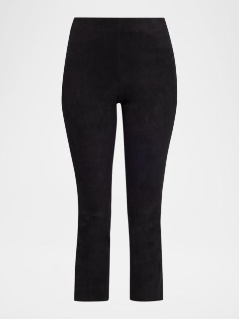 Vince Stretch-Suede Split Hem Crop Pants