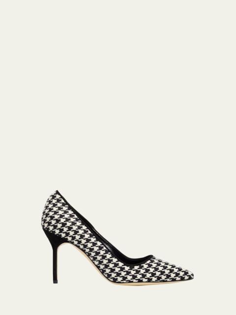 Manolo Blahnik 90mm BB Houndstooth Wool Pumps