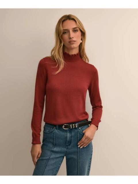 Brooks Brothers Merino Wool Blend Ruffle Turtleneck Sweater