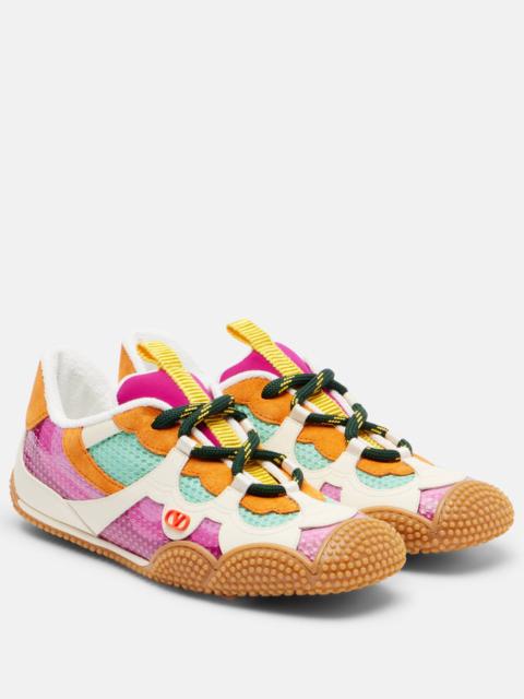 Amphibia leather-trimmed sneakers