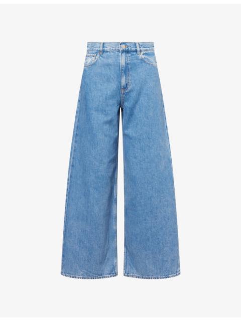 Theory Ice Blue Wide-Leg Denim-Blend Jeans