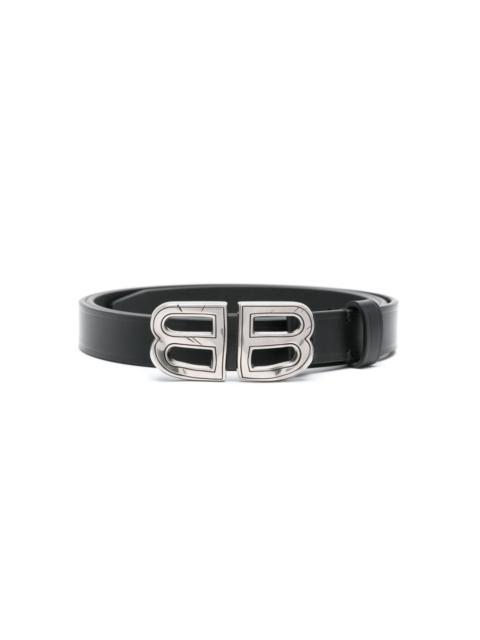 BALENCIAGA dented logo-buckle belt