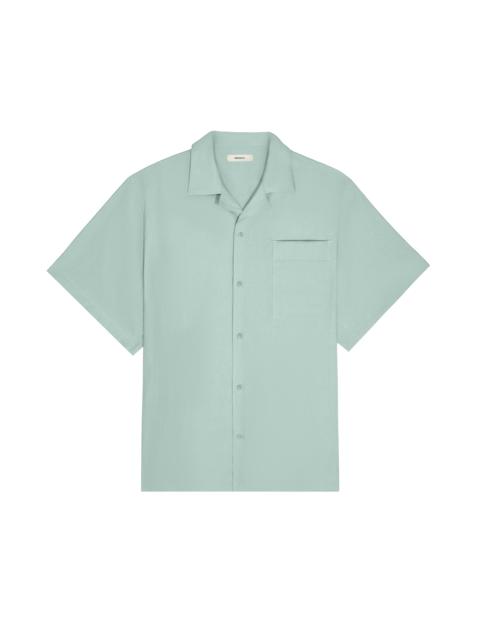 PANGAIA Womens DNA Aloe Linen Camp Collar Shirt - Eucalyptus Blue