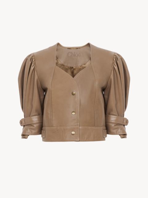 Chloé CROPPED PUFF-SLEEVE JACKET IN LEATHER