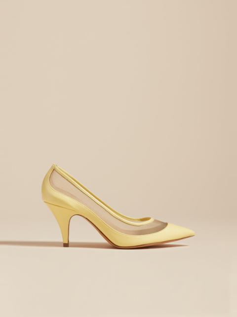 KHAITE The River Mesh Pump in Pale Yellow Leather