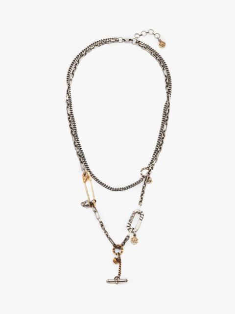 Alexander McQueen Safety Pin And Stud Necklace in Gold/silver