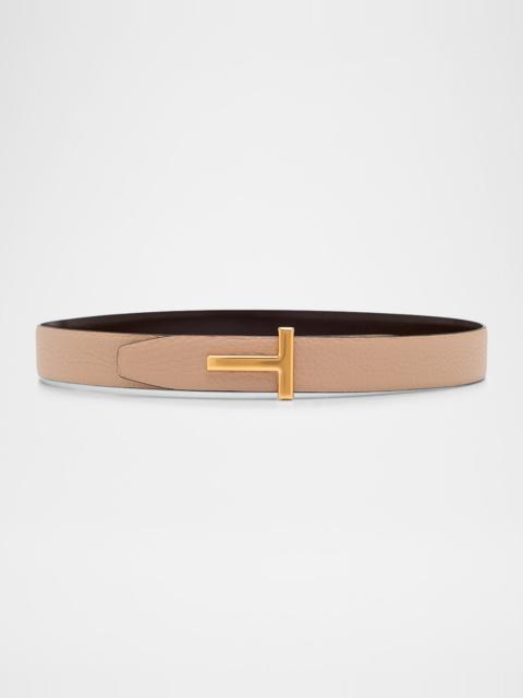TOM FORD T Logo Leather Reversible Belt