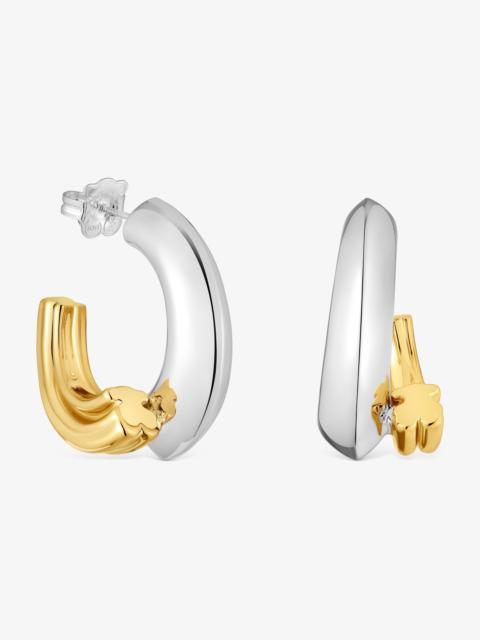 TOUS Two-tone long Hoop earrings with bear motif TOUS 1950