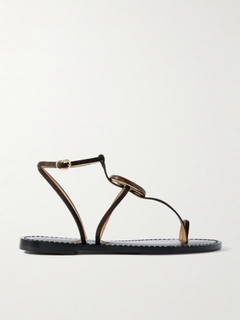 AMANU The Cairo Embellished Suede Sandals