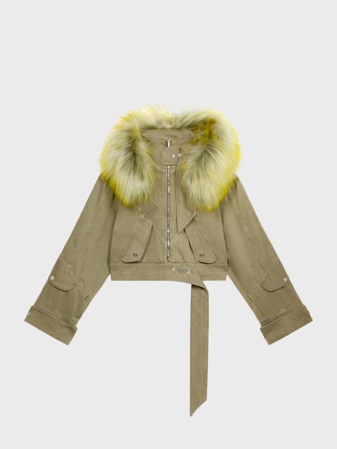 Blumarine COTTON BULL JACKET WITH FUR