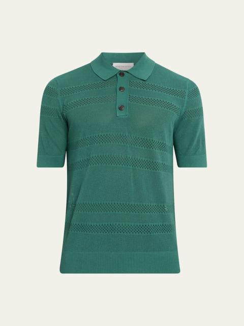 Dries Van Noten Men's Stripe Mesh Short-Sleeve Shirt