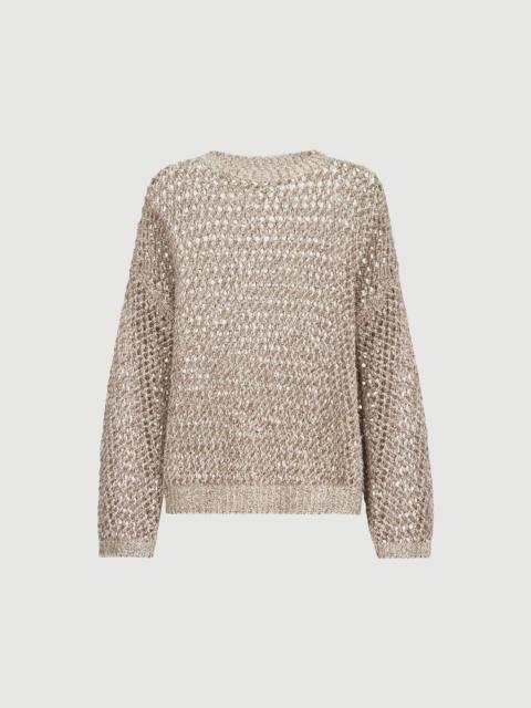 Brunello Cucinelli Dazzling chiné net sweater in silk and linen