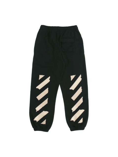 Off-White Black Gold Rubber Strap Stripe Sports Pants Black OMCH022R20E300021048