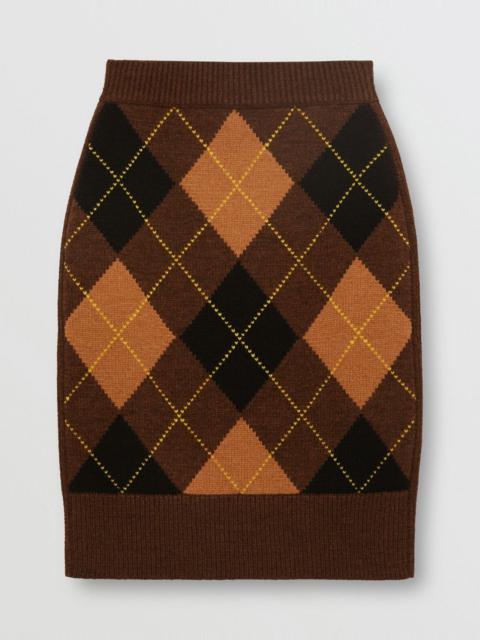 Argyle Intarsia Wool Cashmere Pencil Skirt