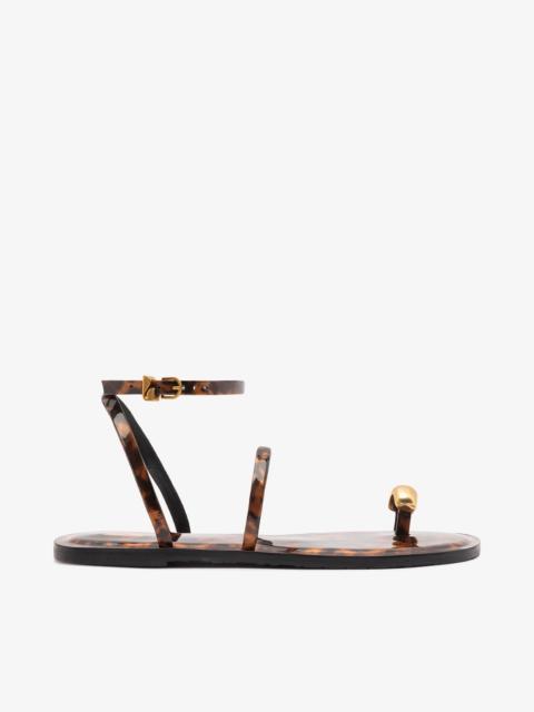 Larroudé Biarritz Flat Sandal Tortoise Leather