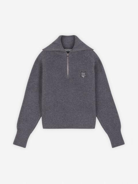 Maison Kitsuné BOLD FOX HEAD PATCH HALF ZIP RIBBED JUMPER