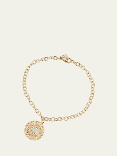 SYDNEY EVAN Marquise Eye Wheel Charm, Opal and Diamond Chain Bracelet