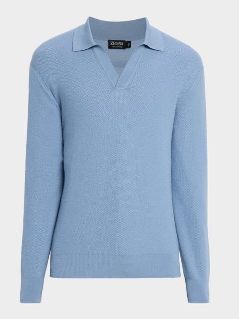 ZEGNA Men's Oasi Cashmere Johnny Collar Polo Sweater