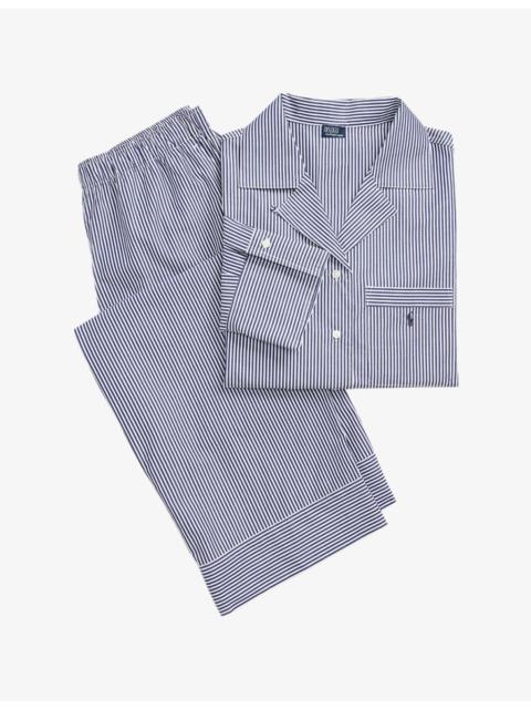 Polo Ralph Lauren Striped Logo-Embroidered Cotton-Poplin Pyjama Set