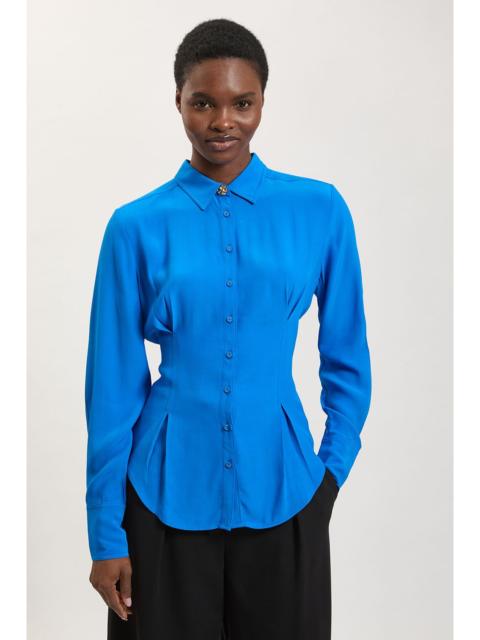 KAREN MILLEN Cobalt Woven Button Down Shirt