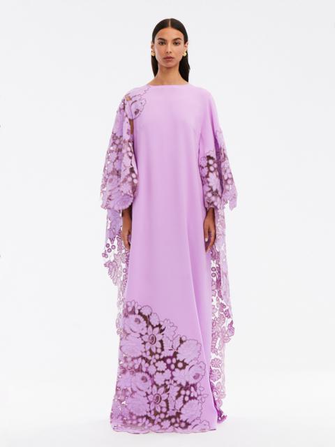 Oscar de la Renta MIXED BOTANICAL EMBROIDERED CAFTAN