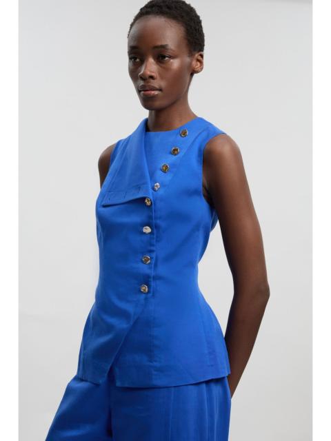 KAREN MILLEN Tailored Linen Button Front Top