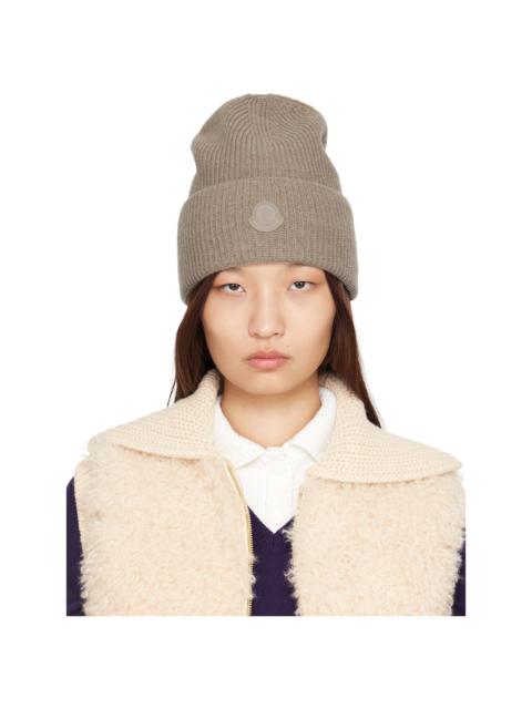 Moncler Taupe Wool & Cashmere Blend Beanie