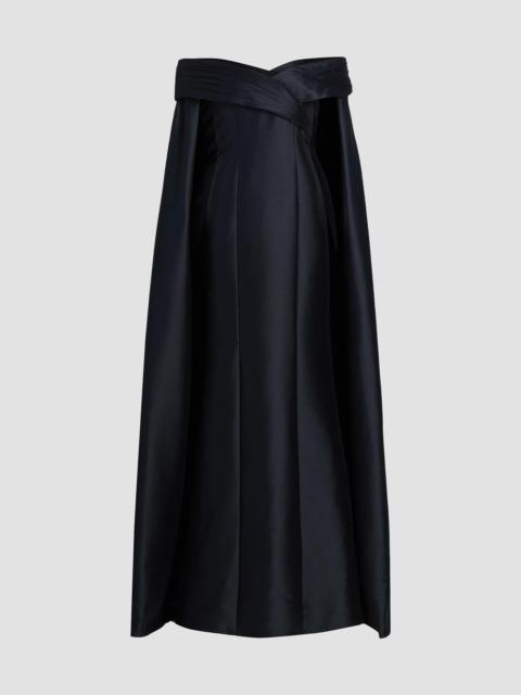 BADGLEY MISCHKA Women's Mikado Off-The-Shoulder Cape Gown - Navy