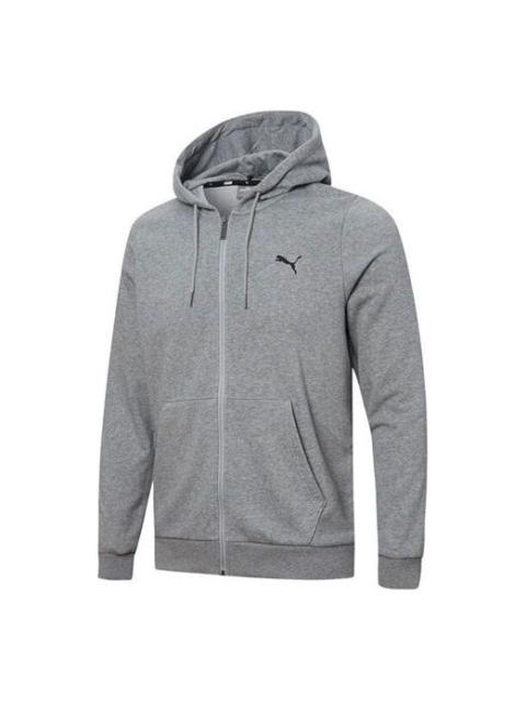 PUMA Ess Logo Solid Color Hooded Jacket Gray 848732-03