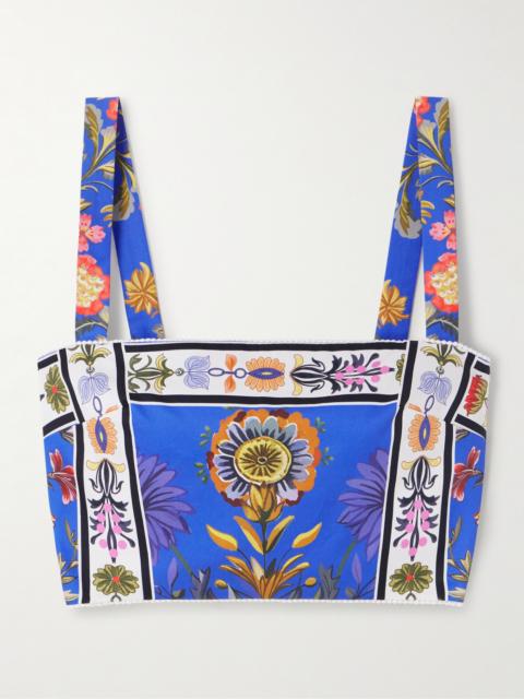 BORGO DE NOR Didi Cropped Floral-print Cotton-poplin Top