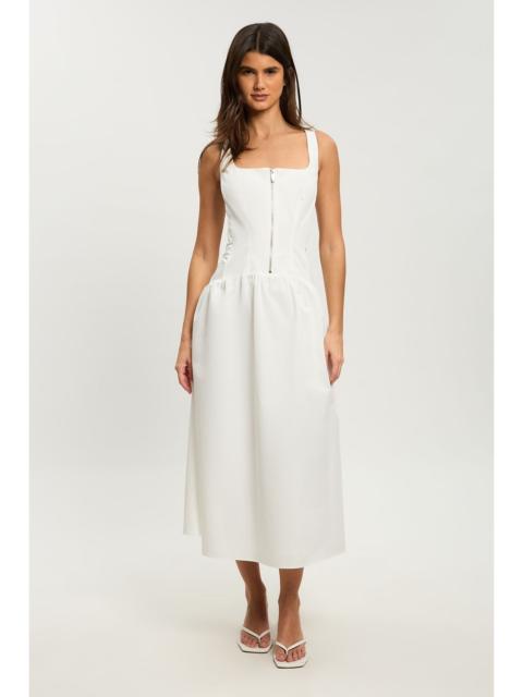 KAREN MILLEN Petite Tailored Cotton Sateen Full Midi Dress