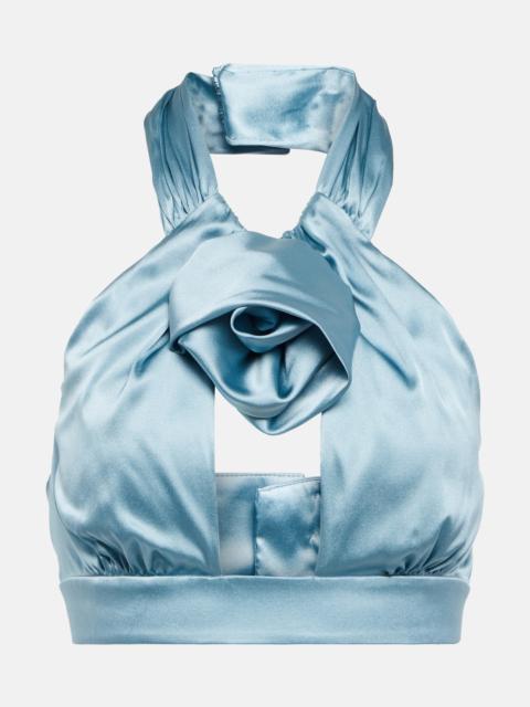 Alessandra Rich Ruched satin crop top