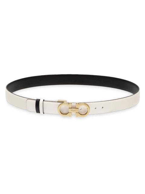 FERRAGAMO Women's Donna Gancini Buckle Reversible Leather Belt - Bone