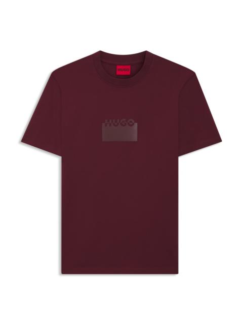 HUGO COTTON JERSEY T-SHIRT WITH MIXED-PRINT LOGO